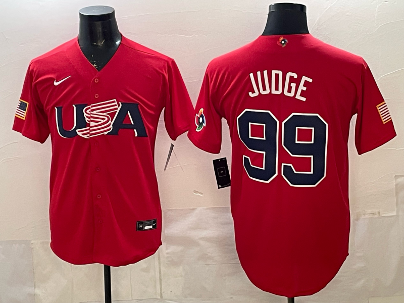 Men 2026 World Cub USA #99 Judge red Nike MLB Jersey 003